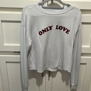 Spiritual Gangster Preloved white sweatshirt with ripped bottom 💙